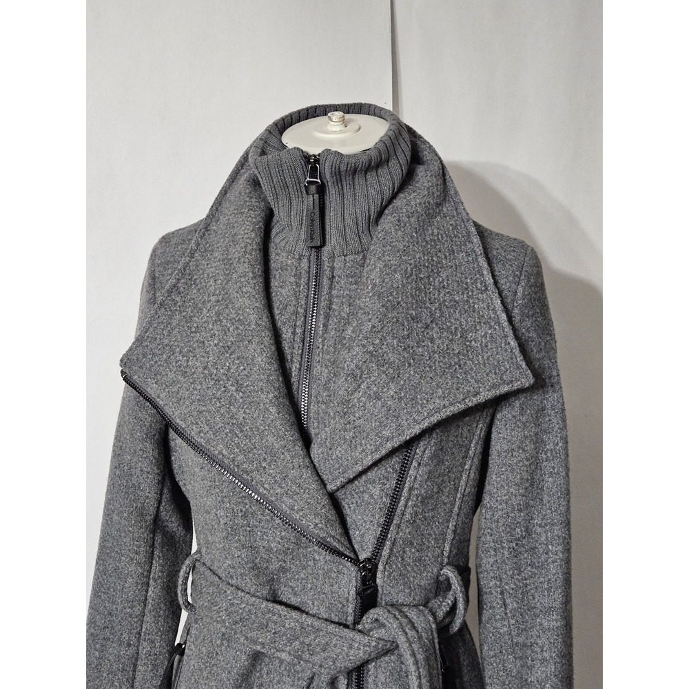 Calvin Klein Grey Women's Wool Blend Angled Twill Wrap Belted Coat Size XS - Picture 7 of 15